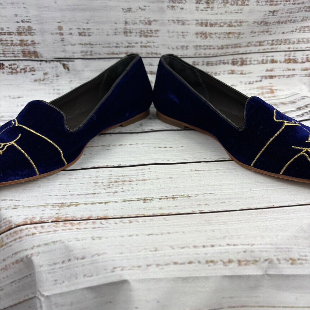 Geppettos Blue Velvet Dog Embroidered Slip On Shoes Flats Spain 35 EU 4.5 US‎ - Picture 7 of 12